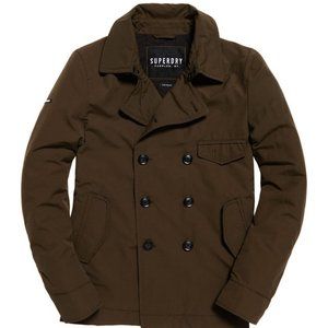 Superdry Blockade Aviator Pea Coat-sz. M-Dark Olive
